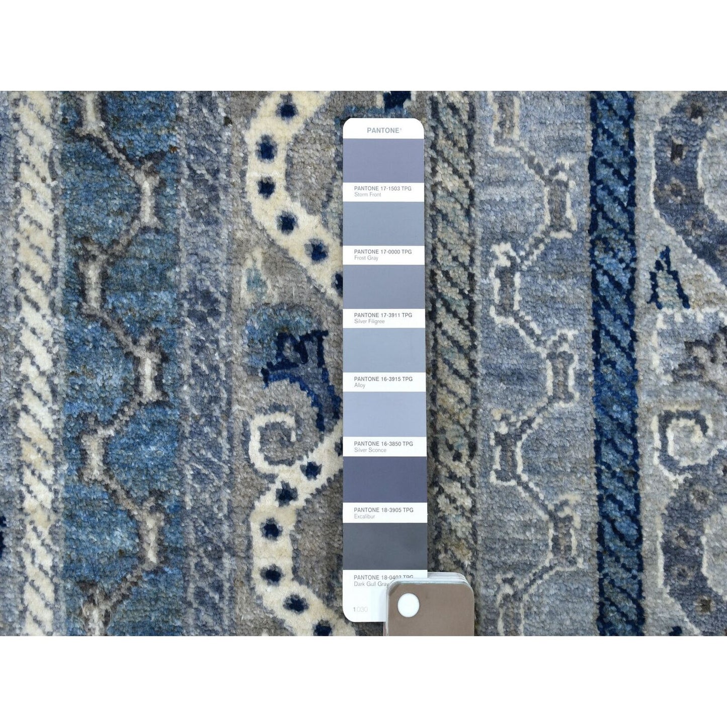 2'6"X9'7" Hand Knotted Gray Super Kazak With Shawl Design Wool Runner Rug