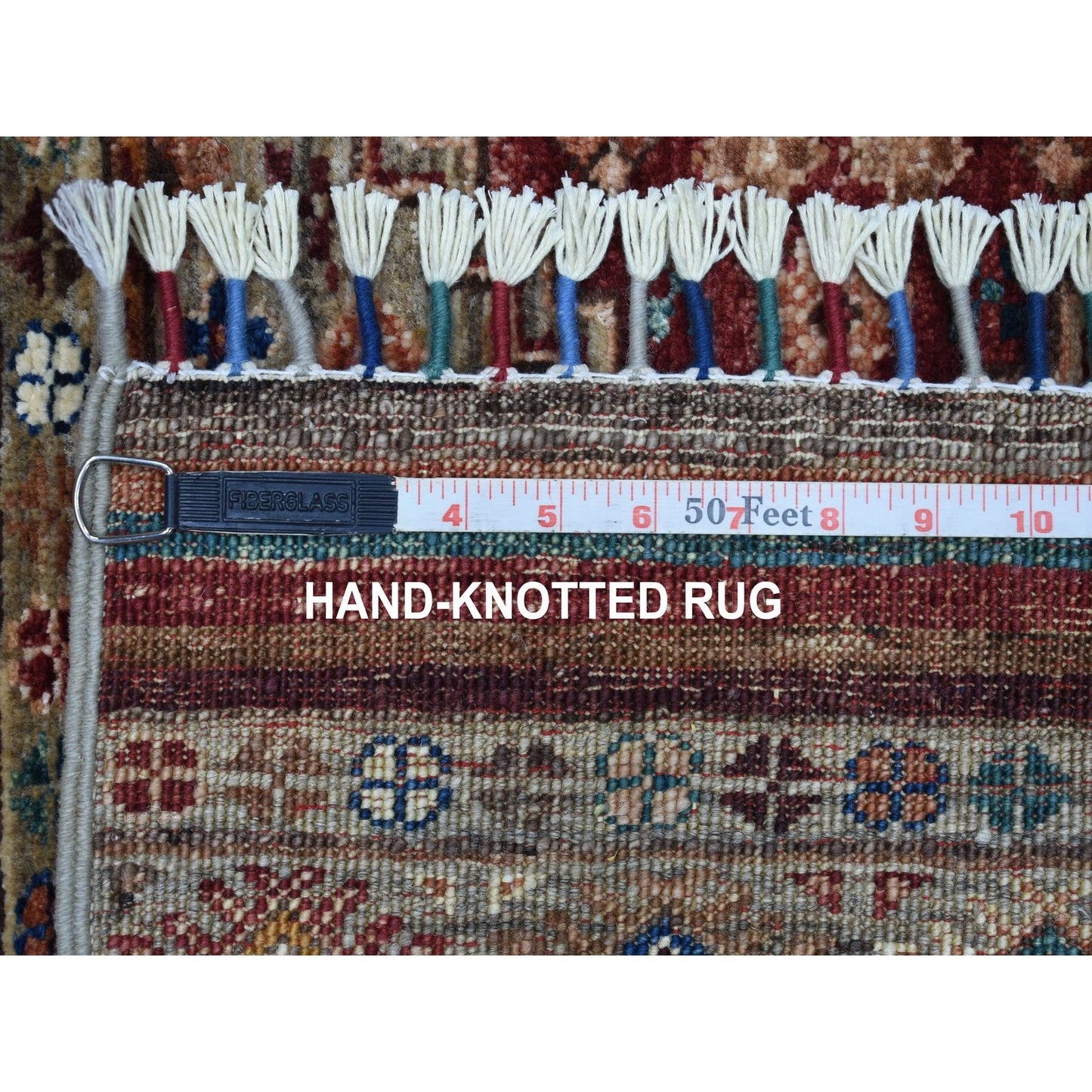 2'9"X8' Taupe Super Kazak Khorjin Design Wool Hand Knotted Runner Rug