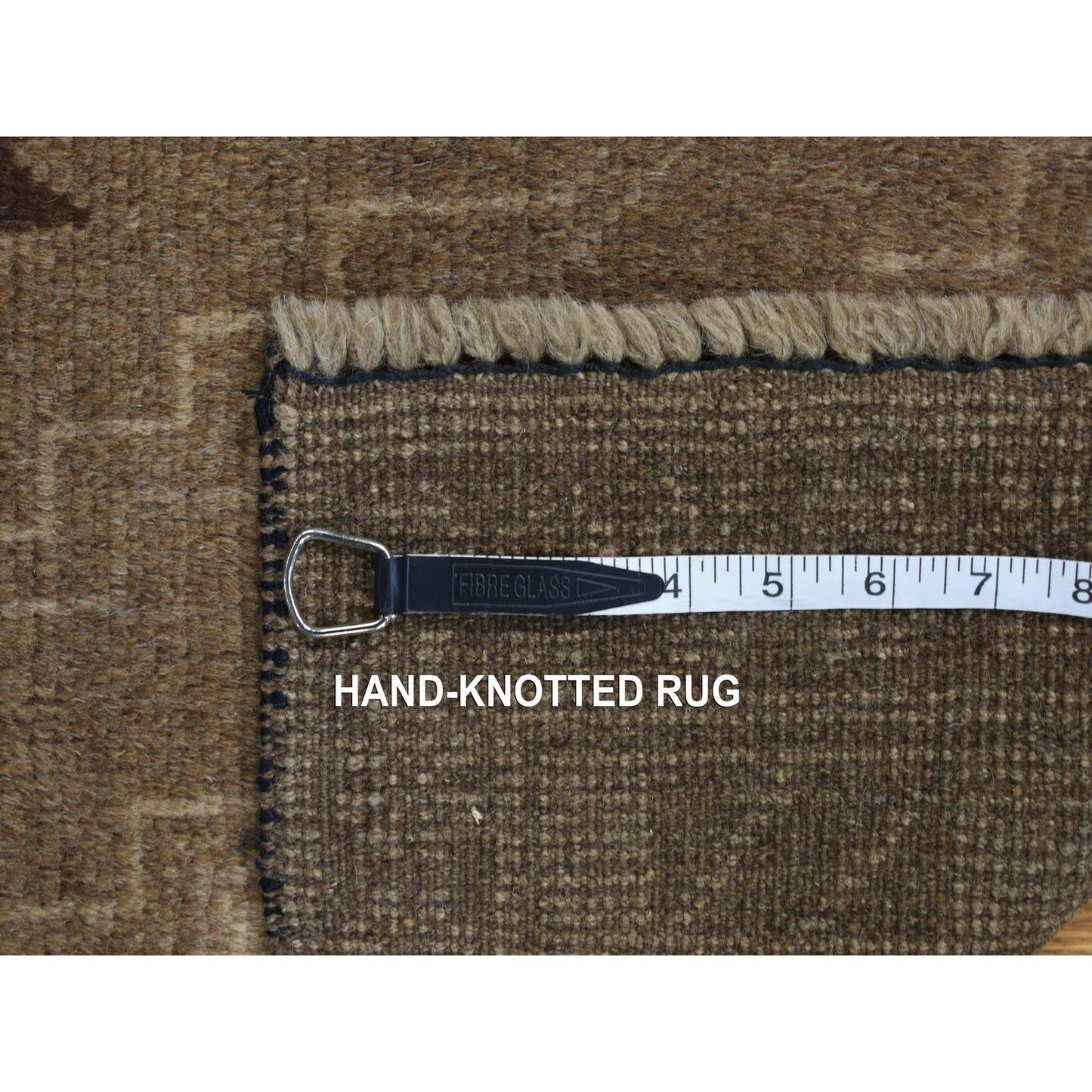 2'9"X12'8" Brown Washed Out Afghan Balooch Wool Hand Knotted Runner Rug