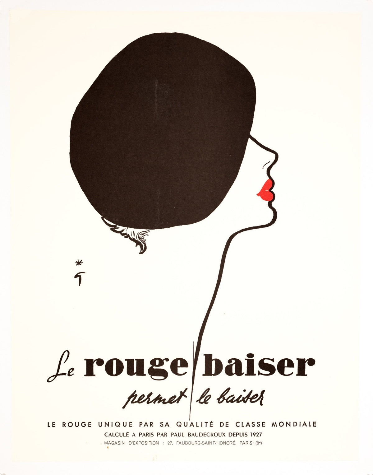 Rene Gruau Le Rouge Baiser 1970S Poster 17.522 On Linen Excellent