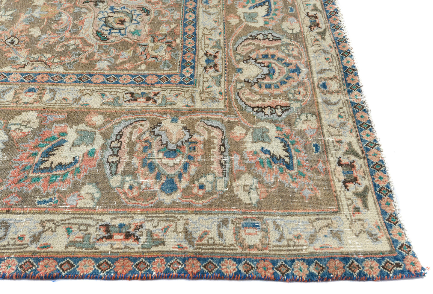 Antique Handmade Oriental Rug Muted Floral