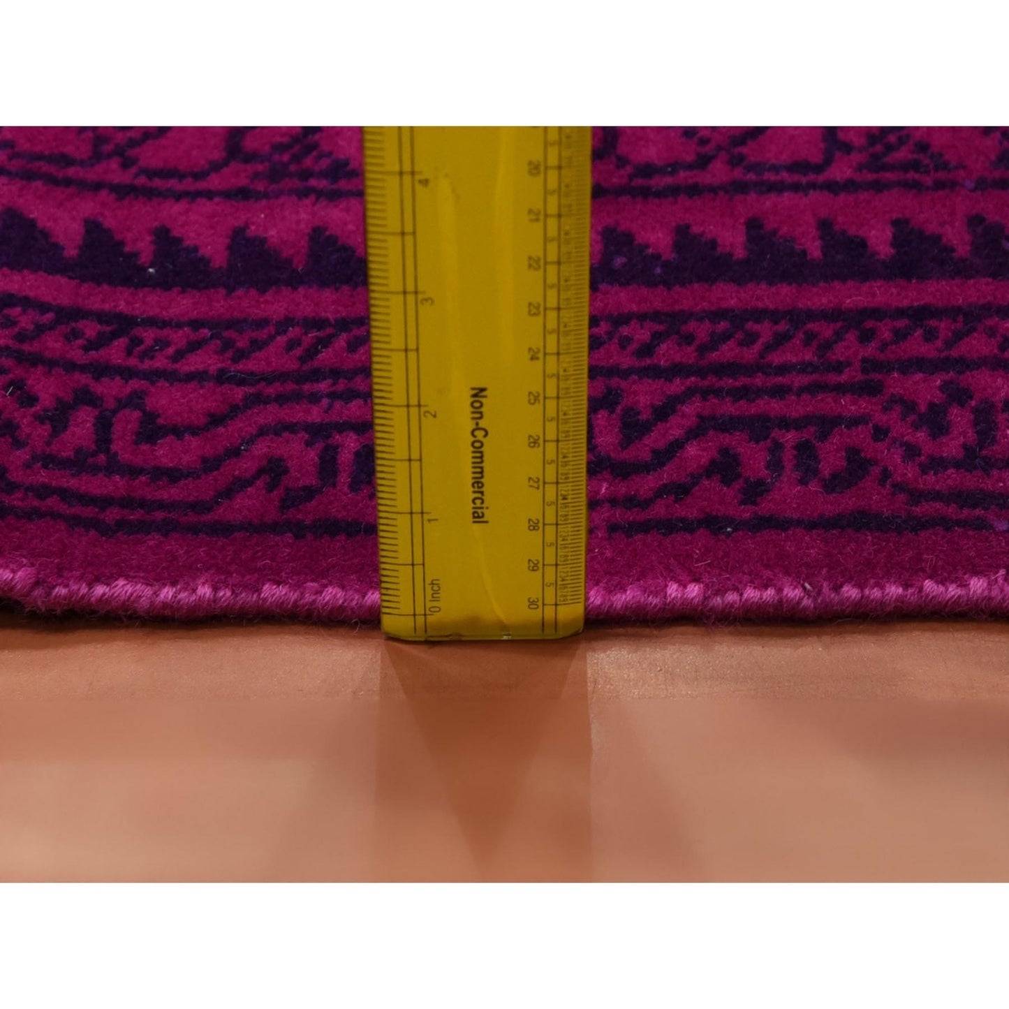 8'X9'7" Overdyed Pink 100% Cotton Hand Knotted Agra Design Rug