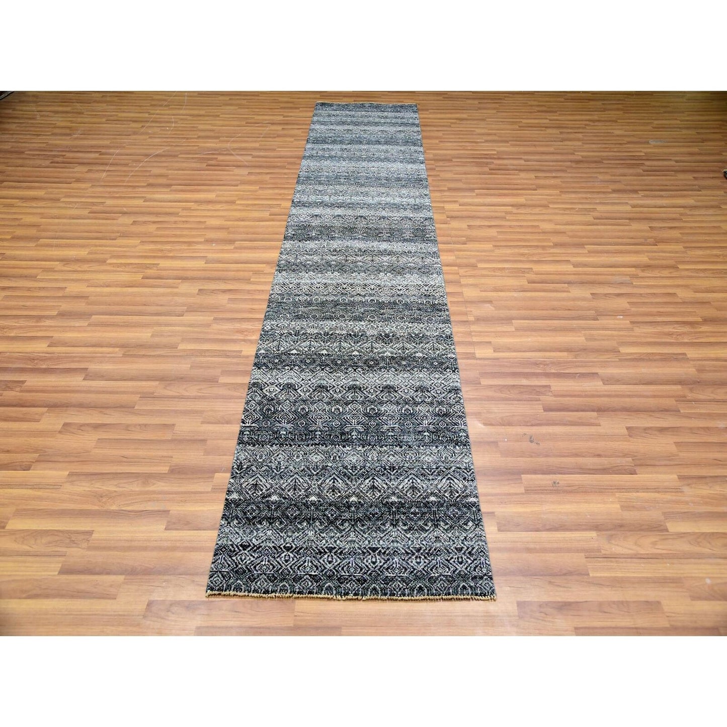 2'7"X10'1" Hale Navy Gray Kohinoor Herrita Wool Hand Knotted Runner Rug