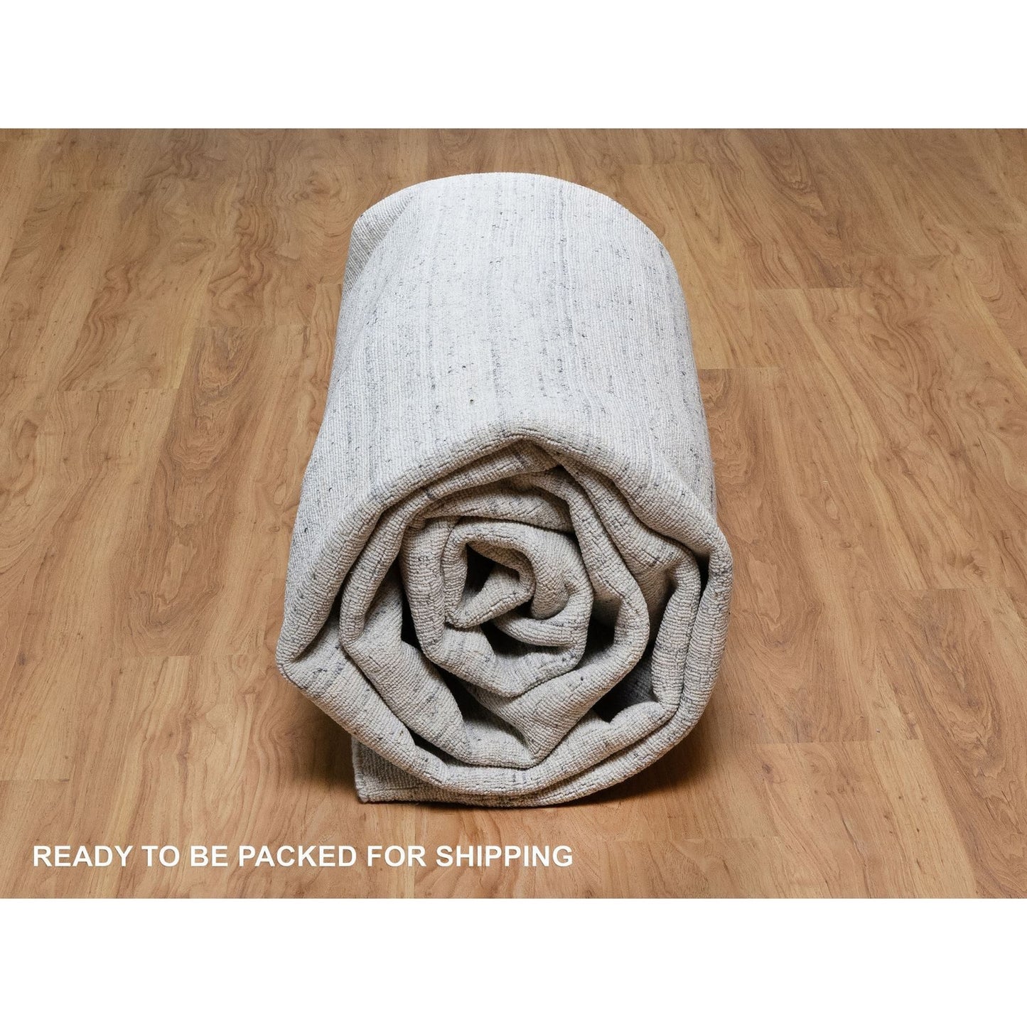 10'X13'10" Gray Modern Striae Design Tone On Tone Wool Hand Loomed Rug