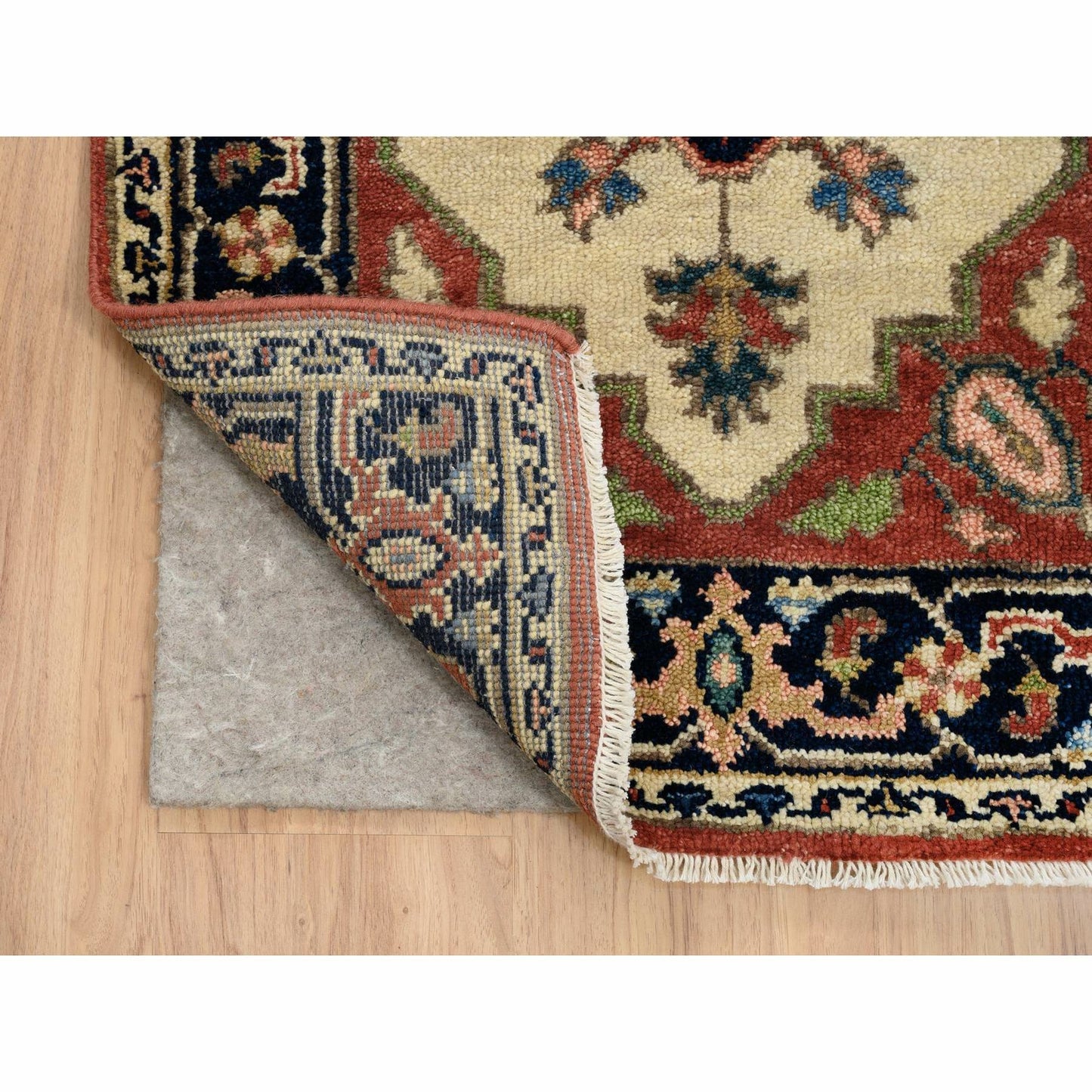 2'5"X19'9" Ivory Hand Knotted Heris Revival Pliable Wool Xl Runner Rug