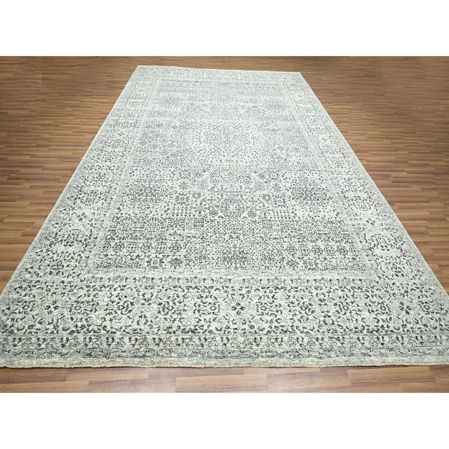 10'X14' Ivory 14Th Century Influence Mamluk Design Hand Knotted Wool Rug