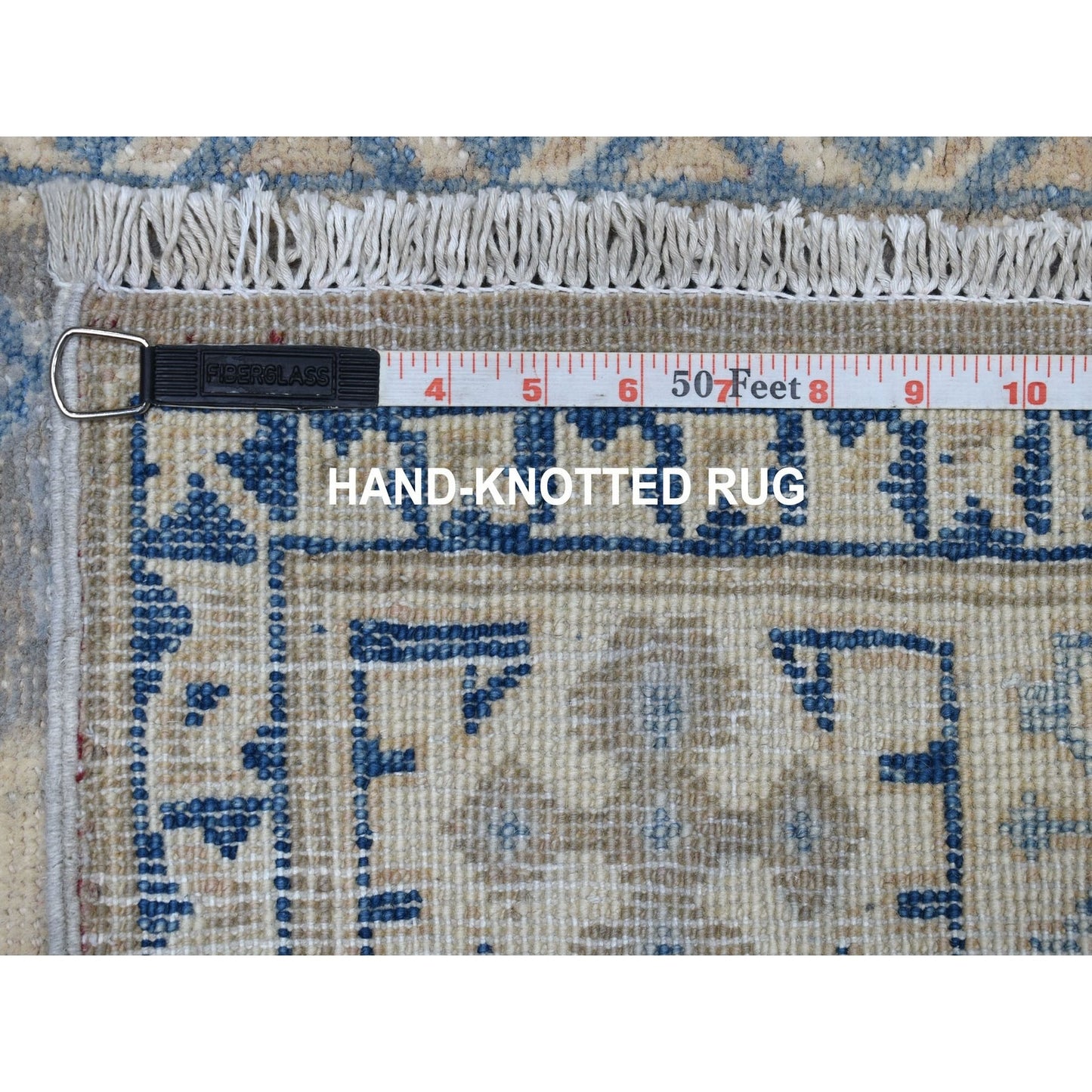 2'6"X9'4" Gray Vintage Look Kazak Wool Tribal Design Hand Made Runner Rug