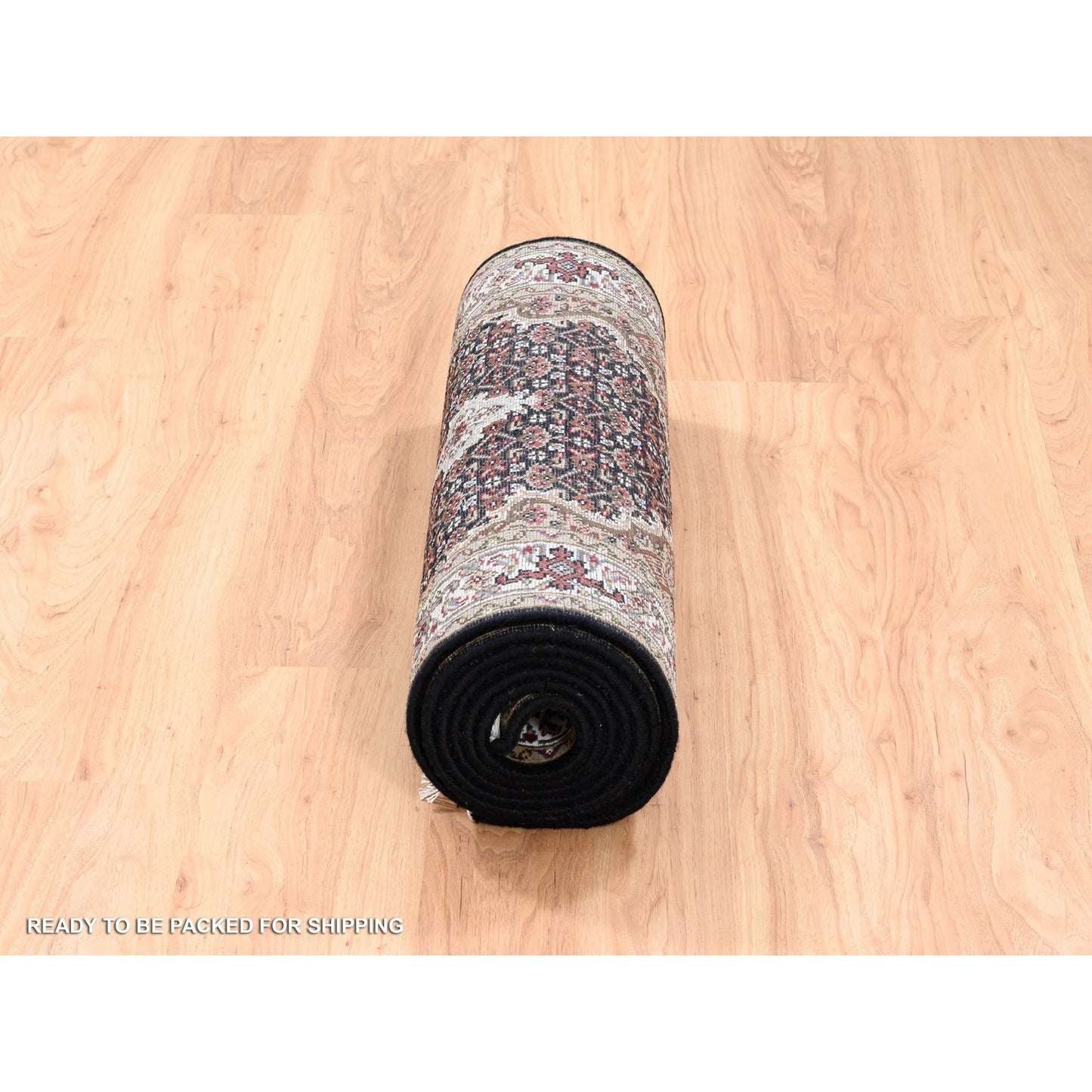 2'7"X10' Hand Knotted Fish Design Tebraz Mahi Wool And Silk Runner Rug