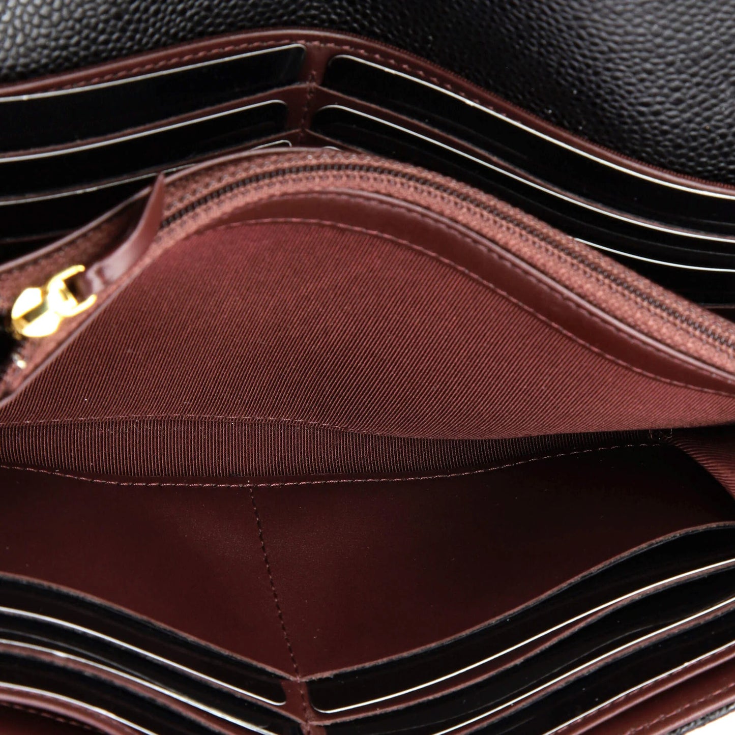 Chanel Cc Gusset Classic Flap Wallet Quilted Caviar Long