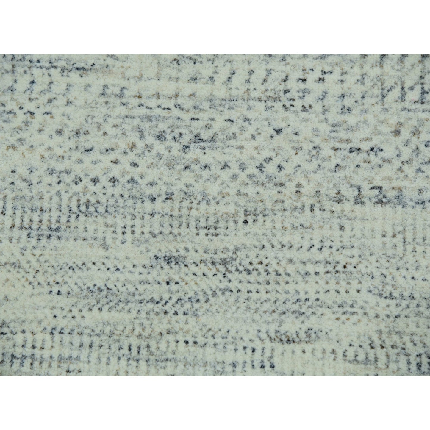 5'10"X9'1" Origami White Modern Grass Design Hand Knotted Oriental Rug