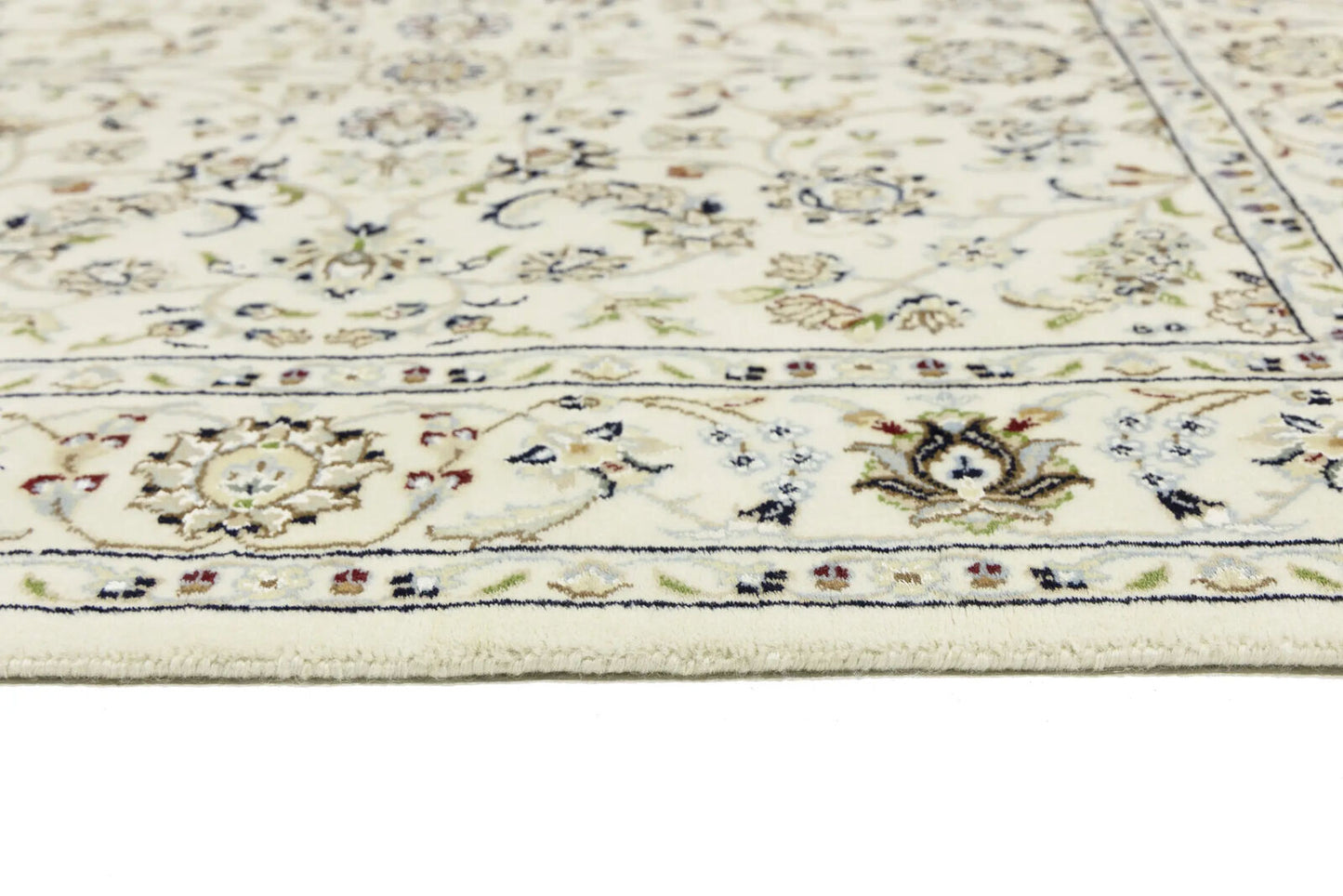 Hand-Knotted Cream Floral Classic Indo-Nain