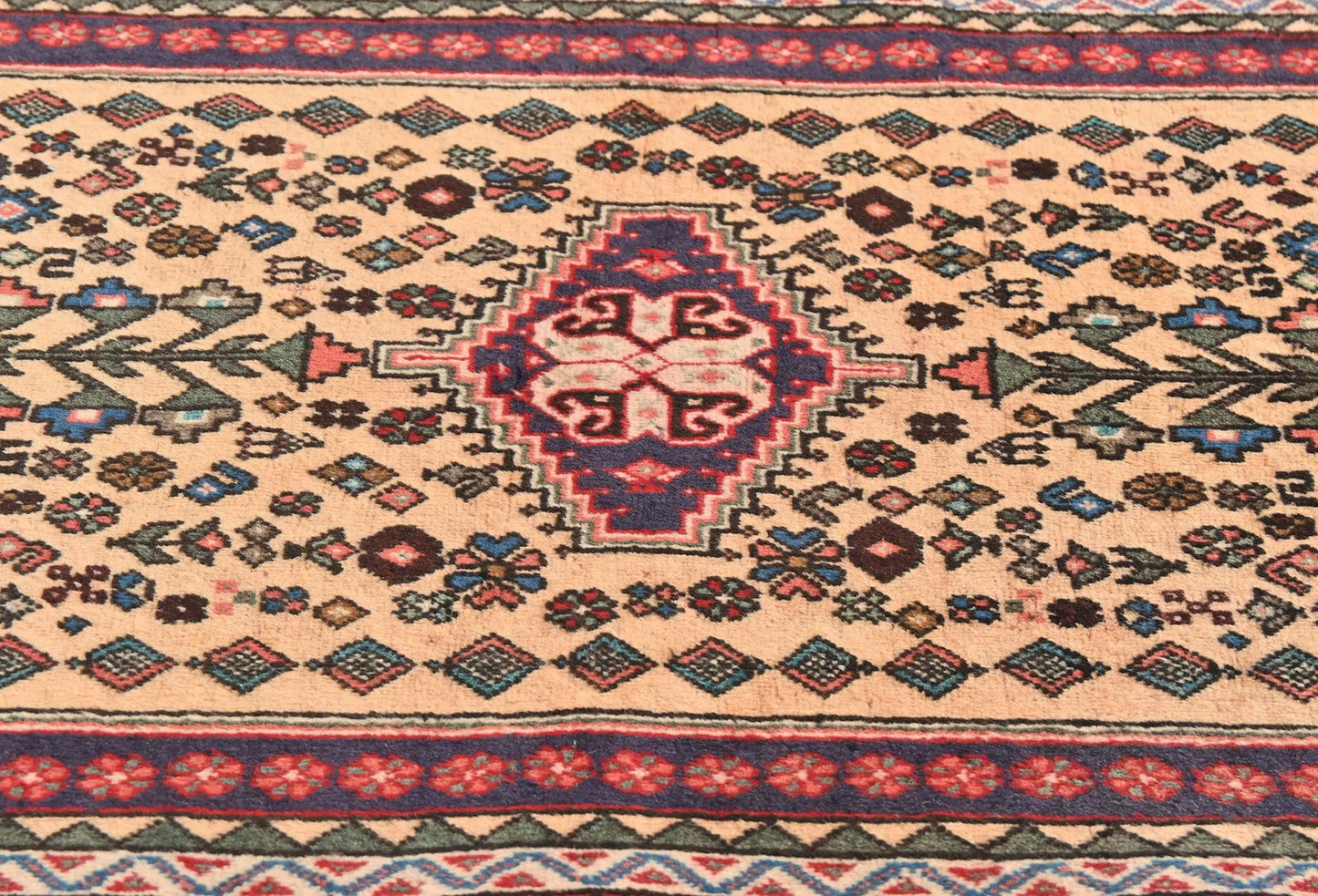 Handmade Vintage Tribal Oriental Rug 2X5 Ft
