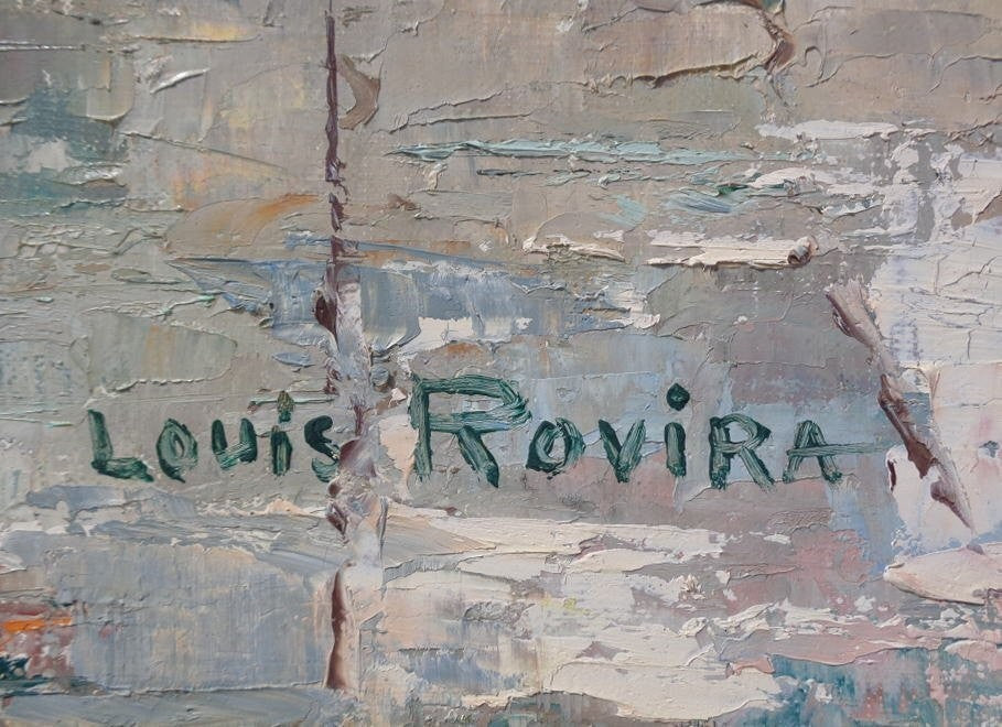 Louis Rovira Original Oil Painting P20 Port Scene Harbor Boats Signed France