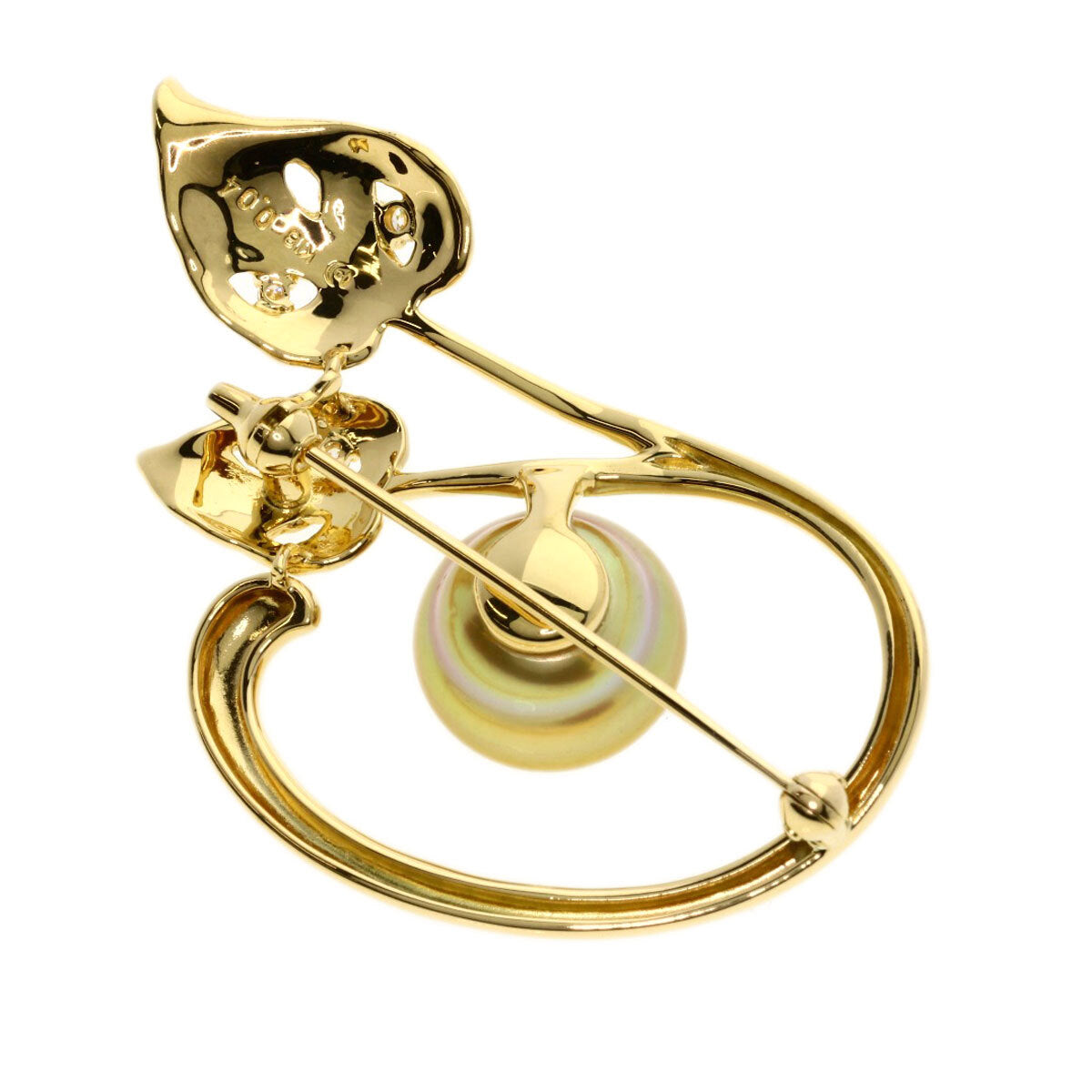 Tasaki Brooch Golden Pearl Pearl Diamond K18