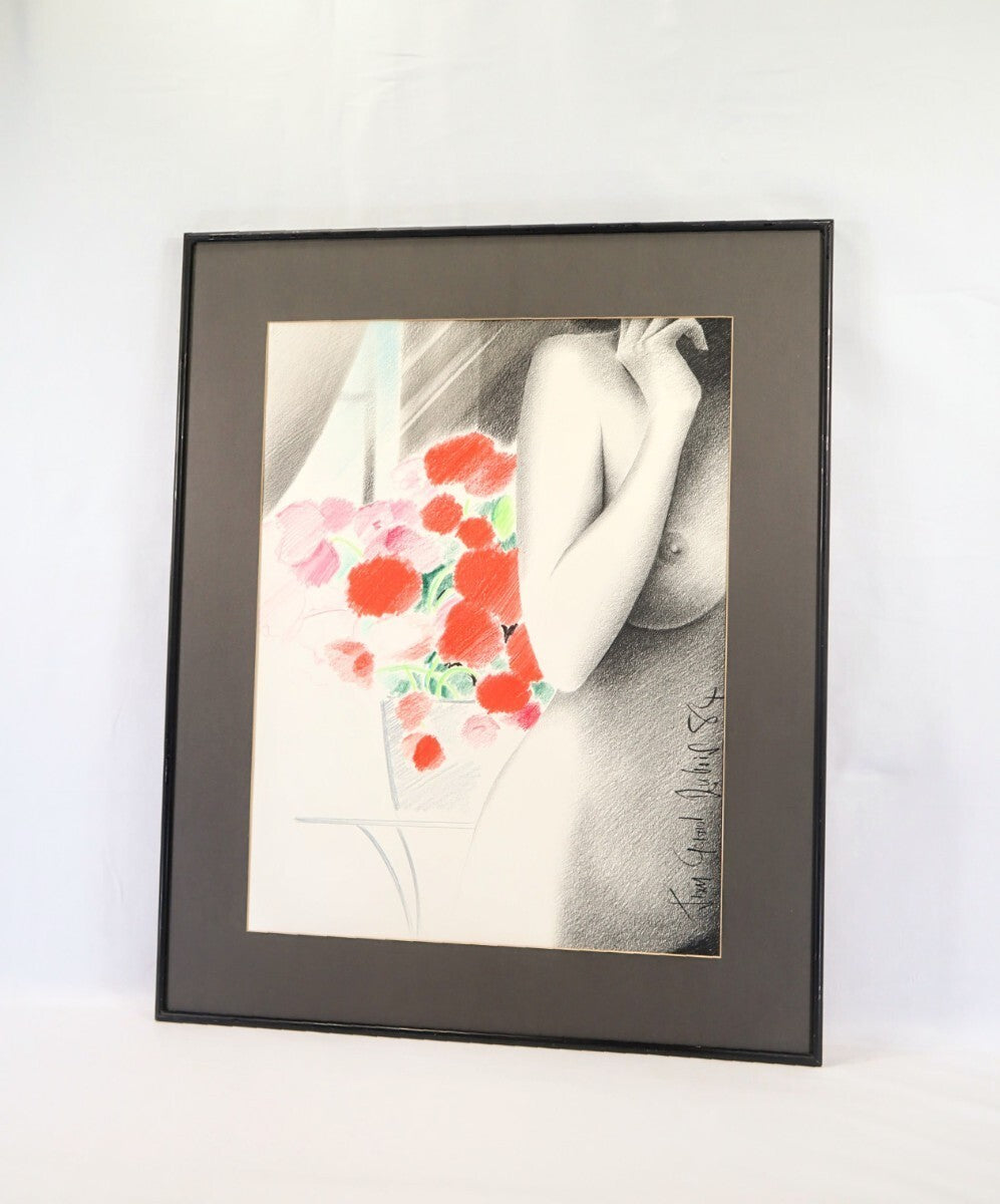 Jean Grard Dubois "Matinale" 1984 Original Color Pencil Drawing 50X65Cm Signed