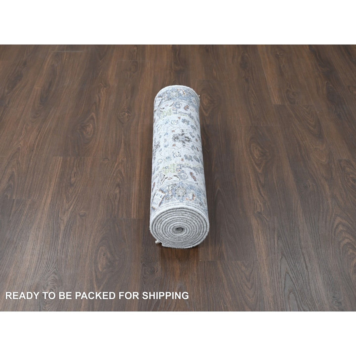 2'6"X11'9" Ivory Oushak With Floral Motifs Hand Knotted Wool Runner Rug