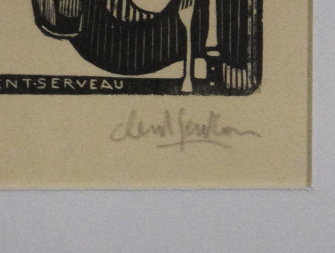 Clment Serveau 1959 Signed Woodcut "Fruits And Wine On Table" French Modernist