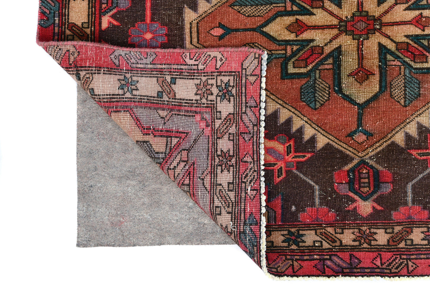 Semi-Antique Distressed Oriental Runner Rug Muted