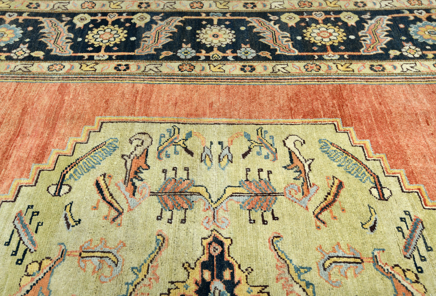 Tribal Geometric Heriz Serapi Oriental Rug Living