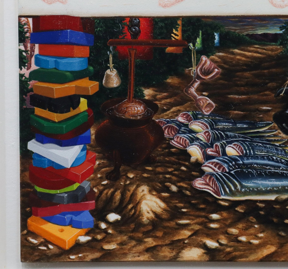 Steve Galloway & Edward Henderson Signed Original Painting Gouache On Paper 1987