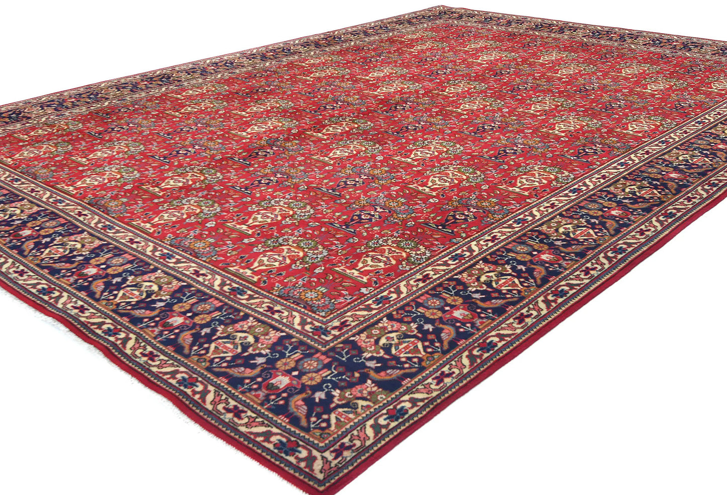Vintage Handmade Oriental Rug Pictorial Design