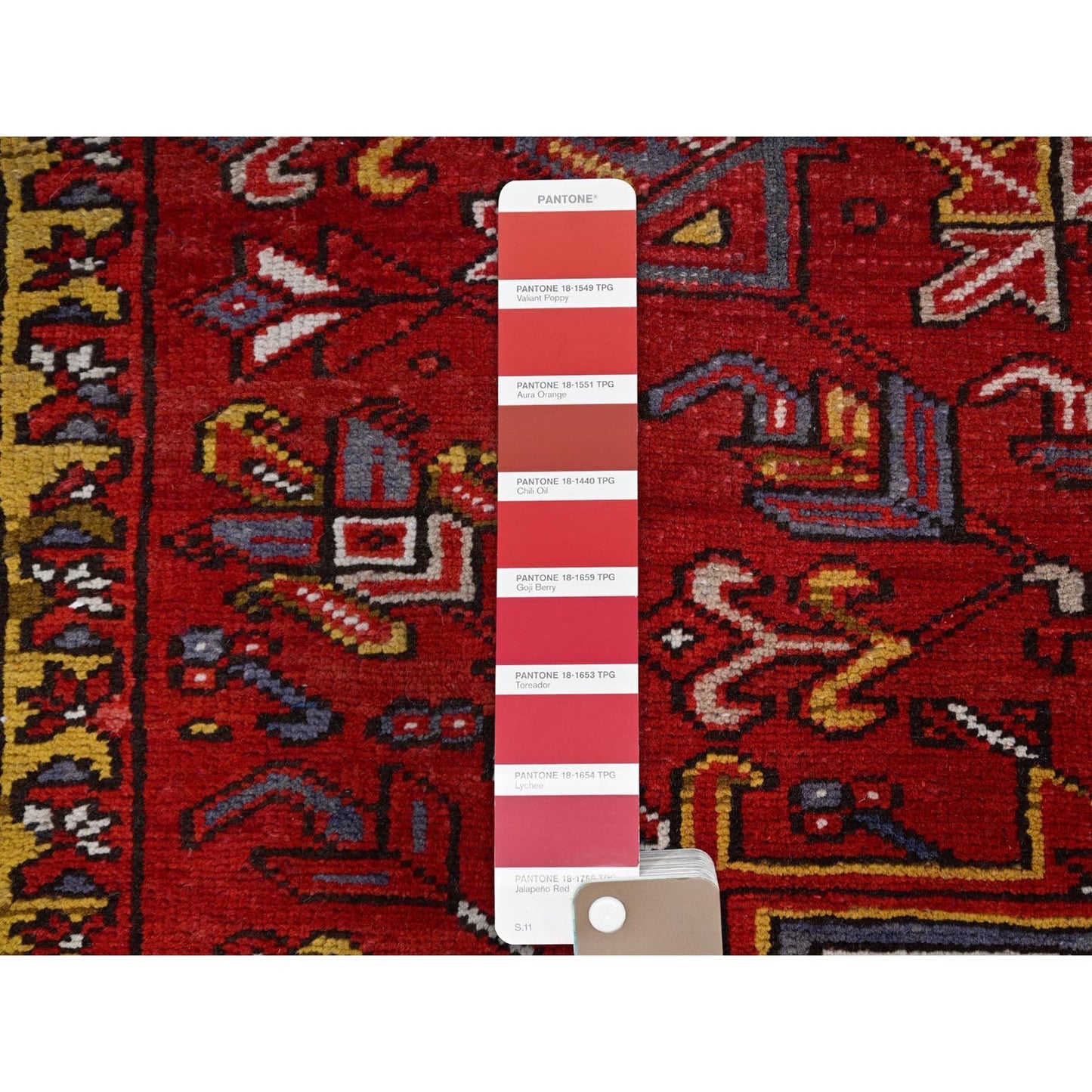 10'2"X13'8" Penn Red Hand Knotted All Wool Cropped Thin Oriental Rug