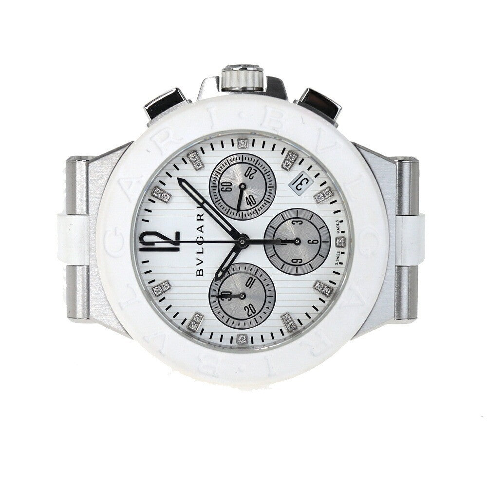 Bvlgari Diagono Chronograph Dg40Sch White Men'S Used Watch #61023