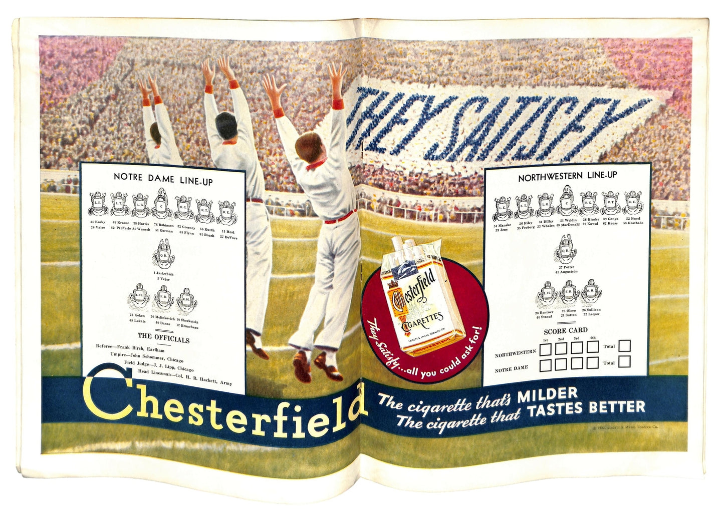 11/12/1932 Northwestern Vs. Notre Dame Program