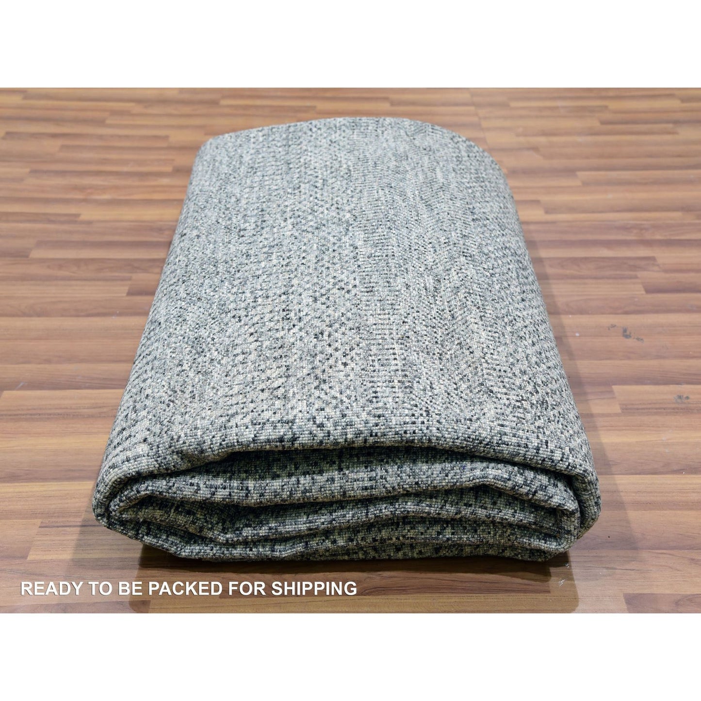 8'1"X10' Clouds Gray Hand Knotted Grass Design Wool Undyed Oriental Rug