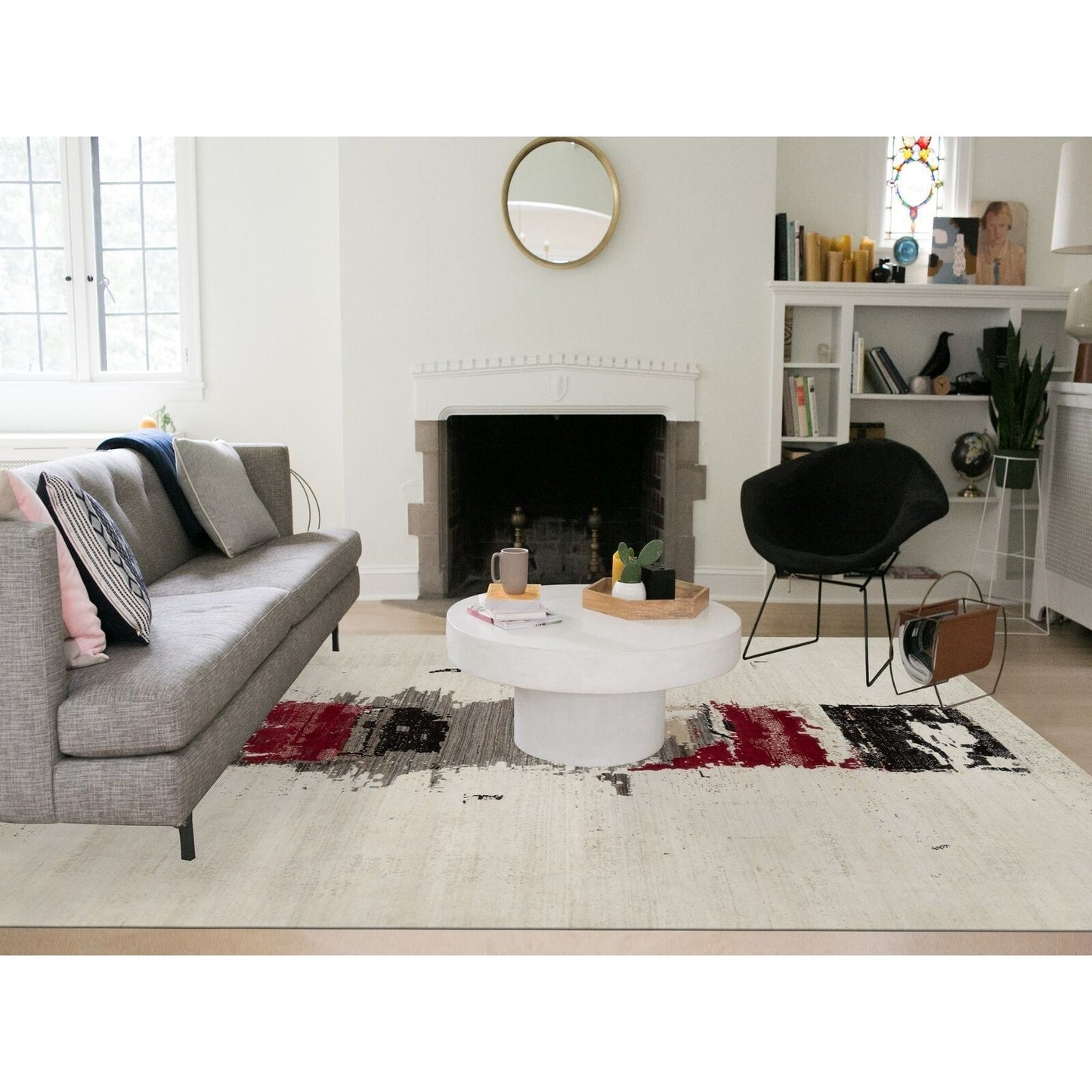 9'X12' White Modern Lori Buft Gabbeh 100% Wool Hand Knotted Oriental Rug
