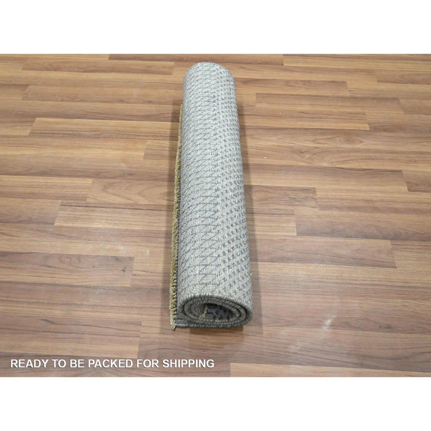 2'X3' Gray Modern Grass Design Wool With Silk Hand Knotted Mat Small Rug