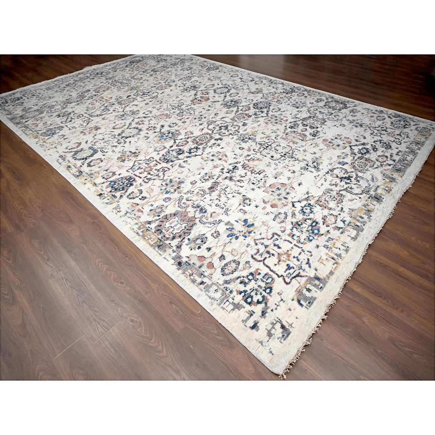 11'10"X17'8" Ivory Mahal Design 100% Wool Hand Knotted Oriental Rug