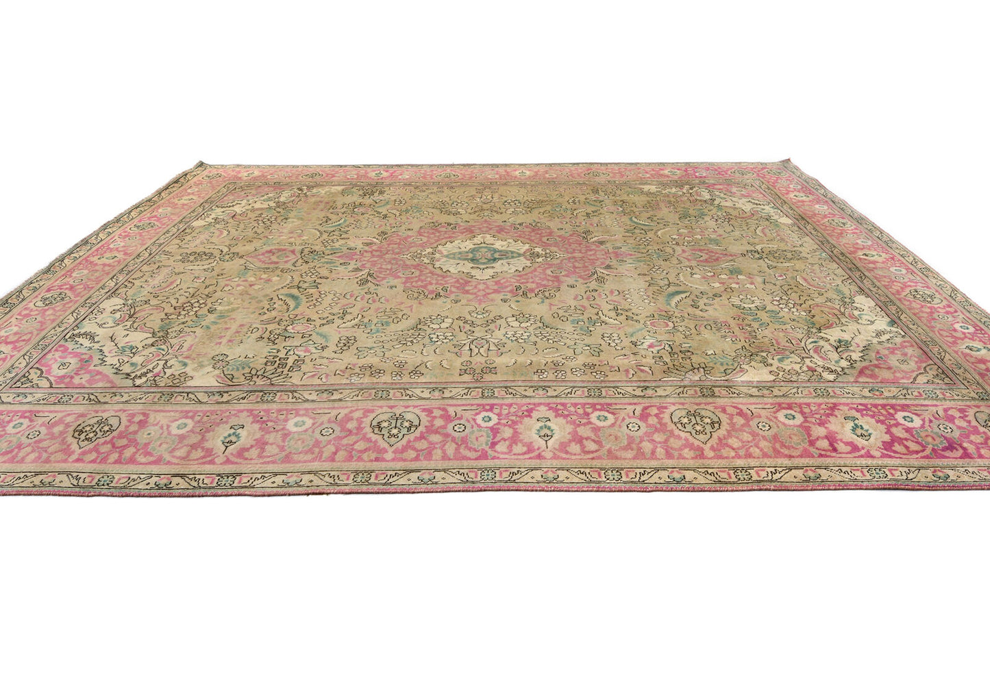 Handmade Distressed Antique Oriental Rug Floral