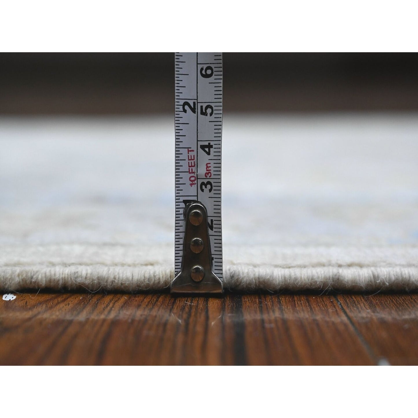 2'8"X19'7" Ivory Hand Knotted White Wash Peshawar All Wool Xl Runner Rug