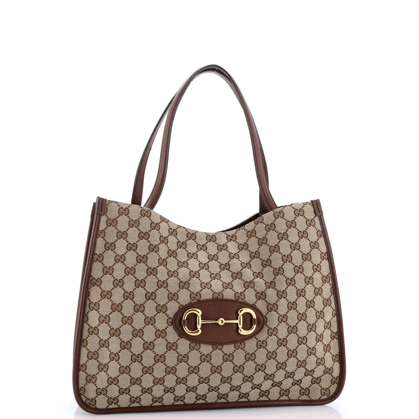 Gucci Horsebit 1955 Tote Gg Canvas With Leather Medium