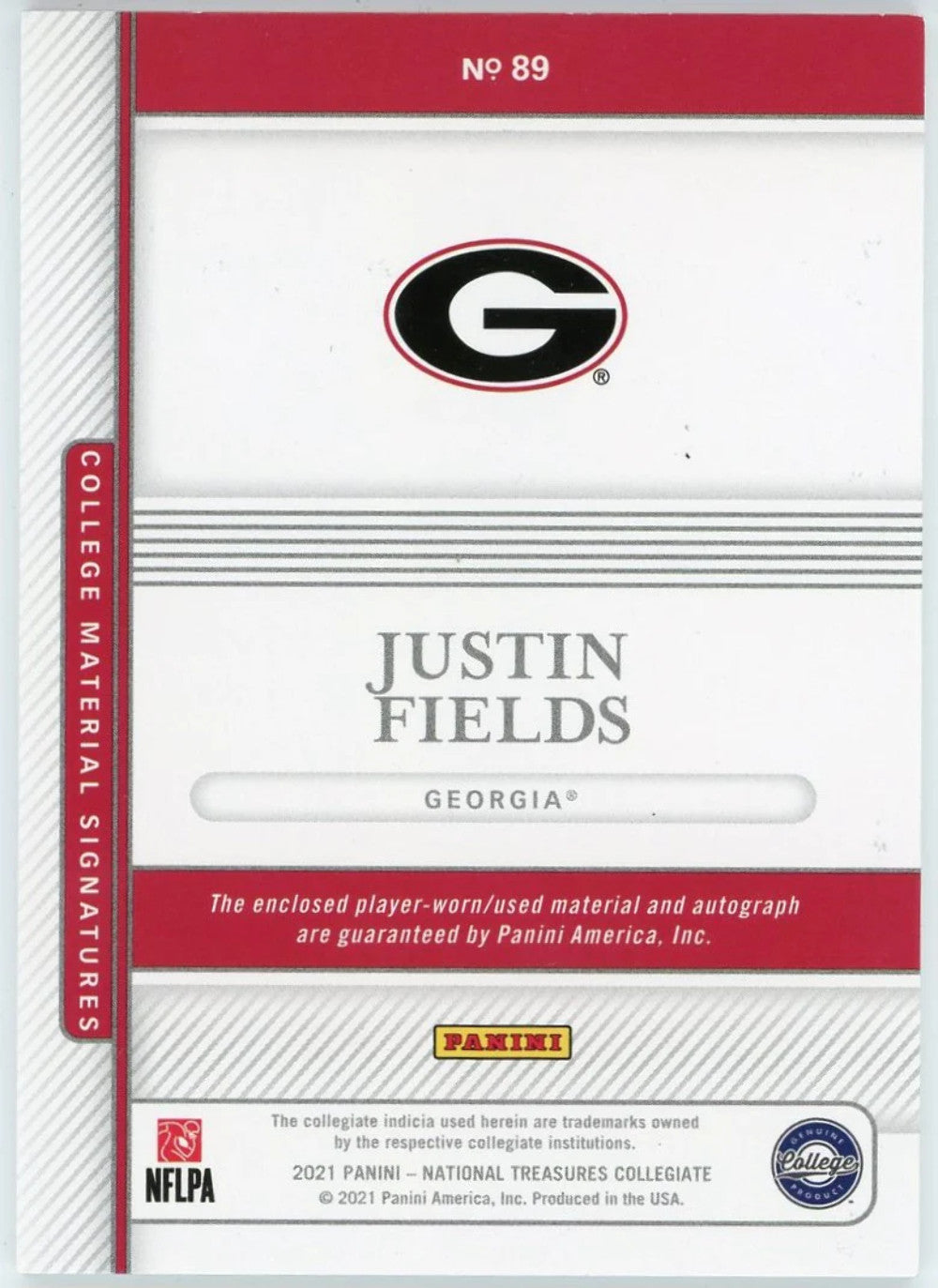 Justin Fields Autographed 2021 Panini National Treasures Collegiate Rookie Jerse