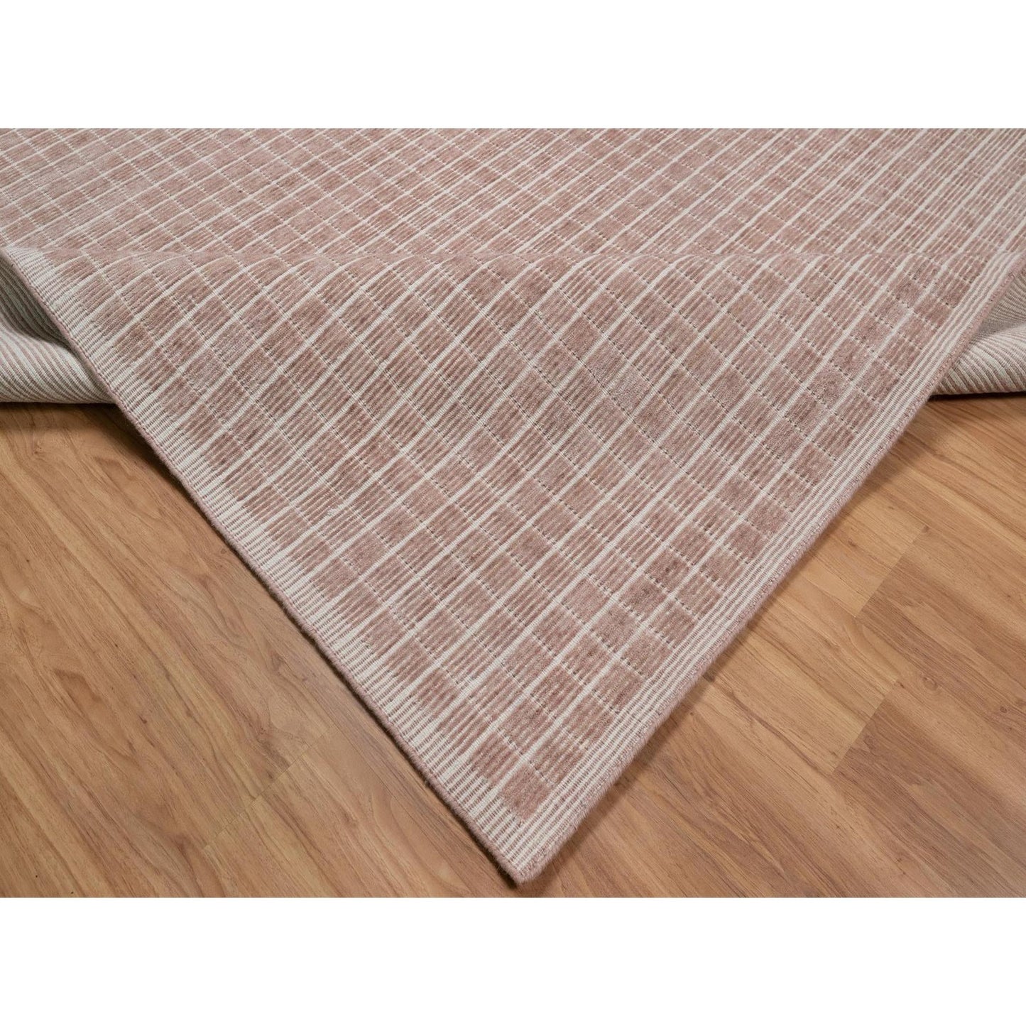9'X12' Rose Pink Modern Plain Decor Box Design Loomed Knotted Wool Rug