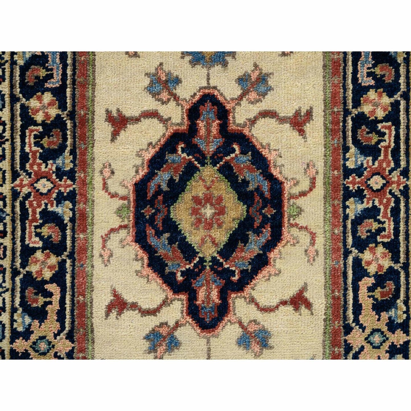 2'5"X19'9" Ivory Hand Knotted Heris Revival Pliable Wool Xl Runner Rug