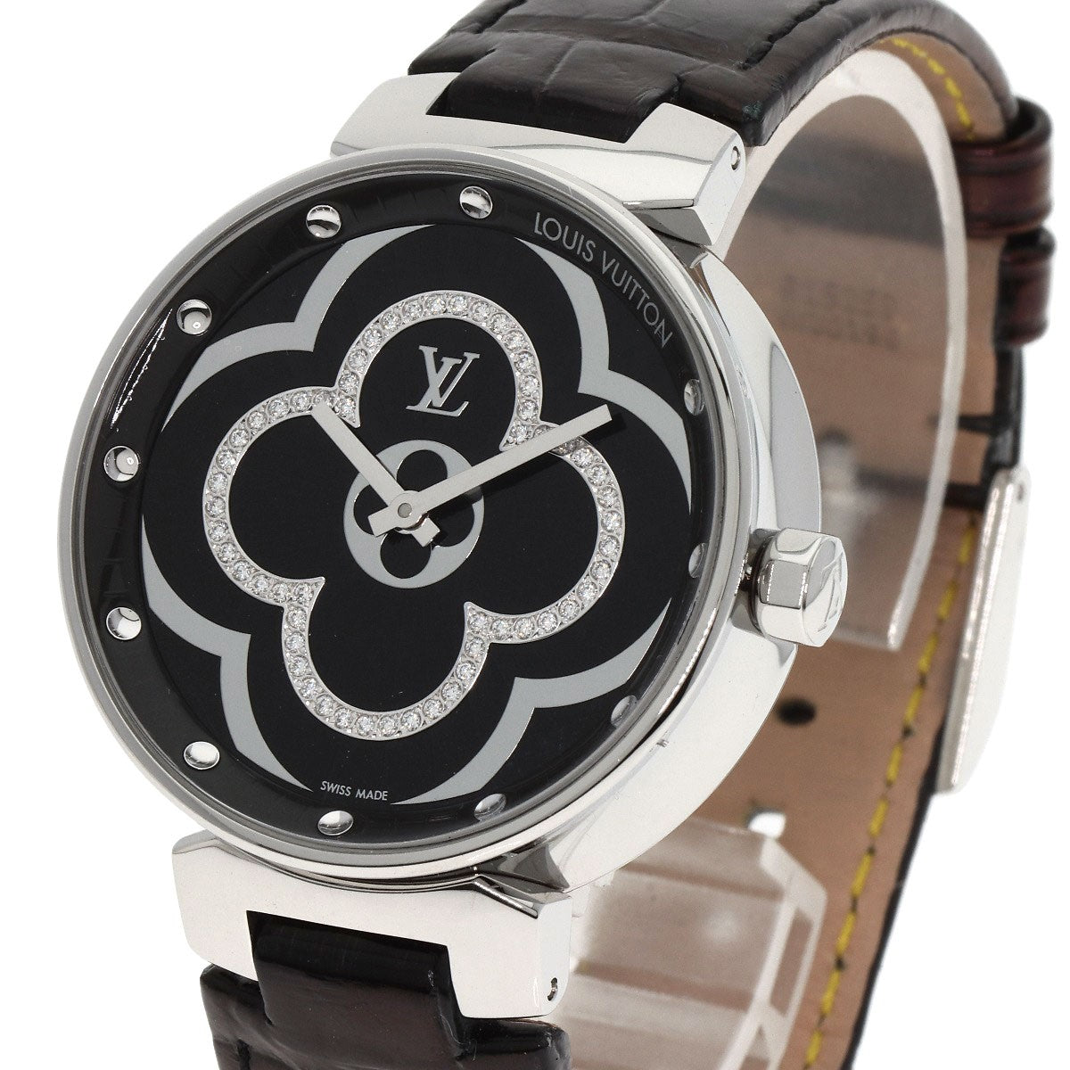 Louis Vuitton Tambour Moon Divine Diamond Watches Qa020 Stainless Steel/Leat...