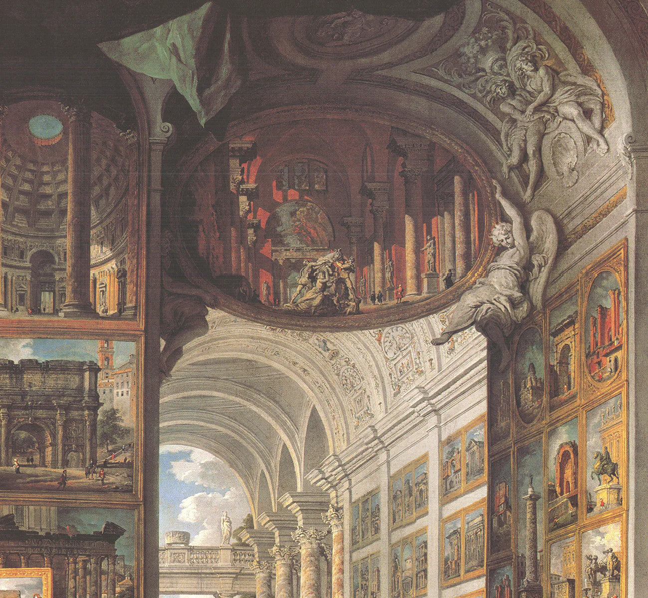 Paolo Pannini Galleria Con Vedute Di Roma Antica " Offset Lithograp