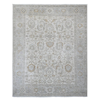 9'X11' White Heris All Over Design Hand Knotted Aryana Grade All Wool Rug