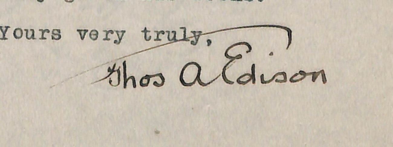 Thomas Edison Auto/Signed Vintage 1922 Tls Letter Psa/Dna 183803