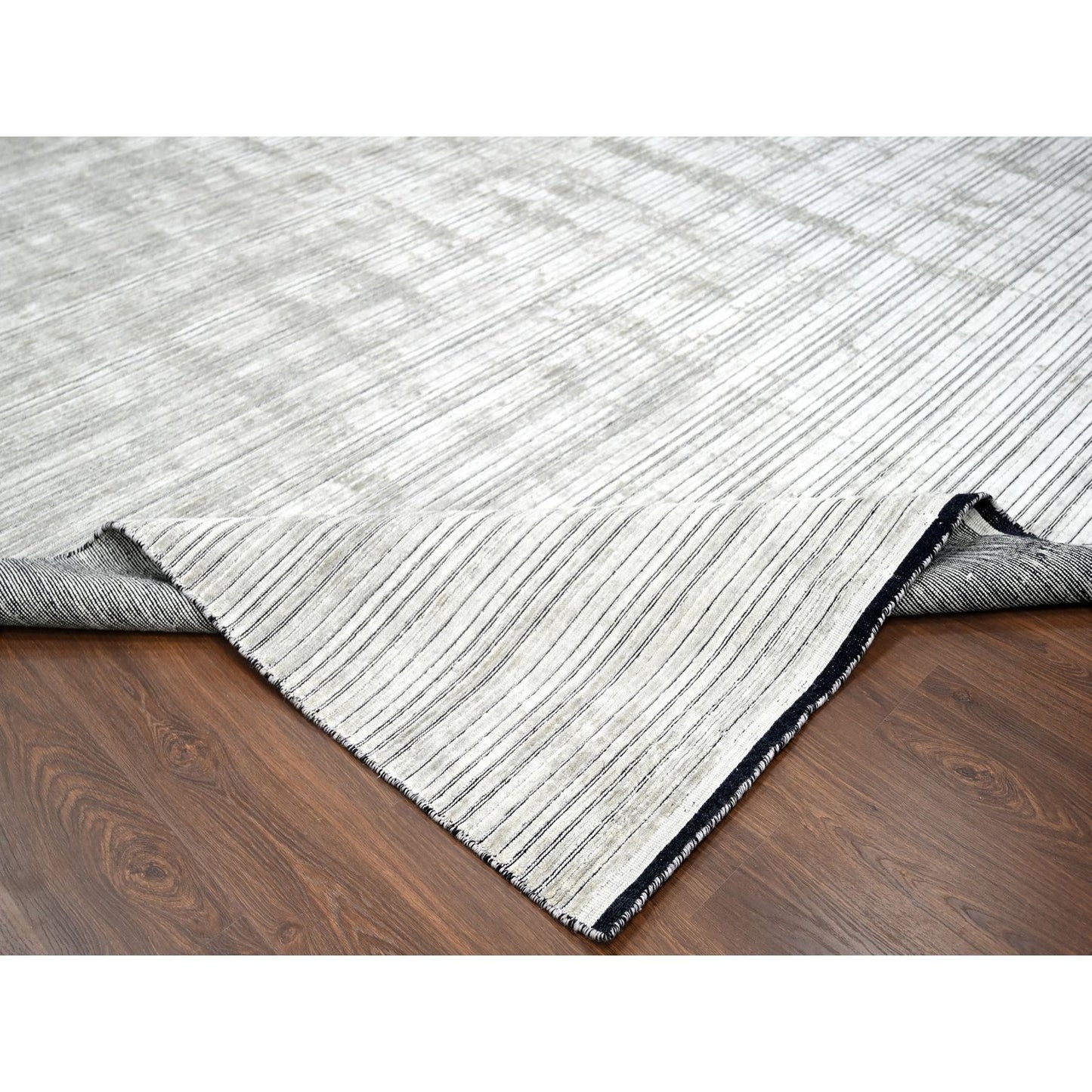 14'X16'2" Taupe Modern Textured Hand Loomed Wool And Silk Oversized Rug