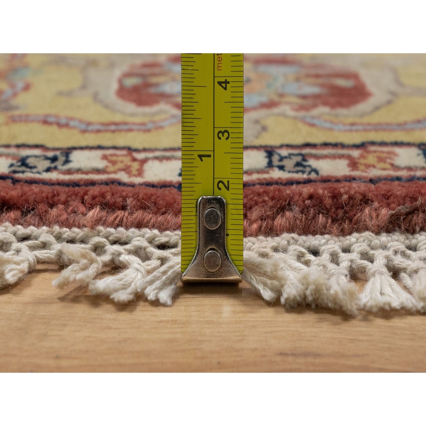 6'2"X6'2" Red Antiqued Fine Heris Hand Knotted New Zealand Wool Round Rug