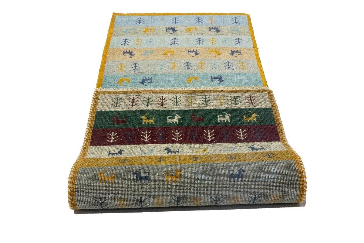 Contemporary Multicolored Stripes Indo-Gabbeh