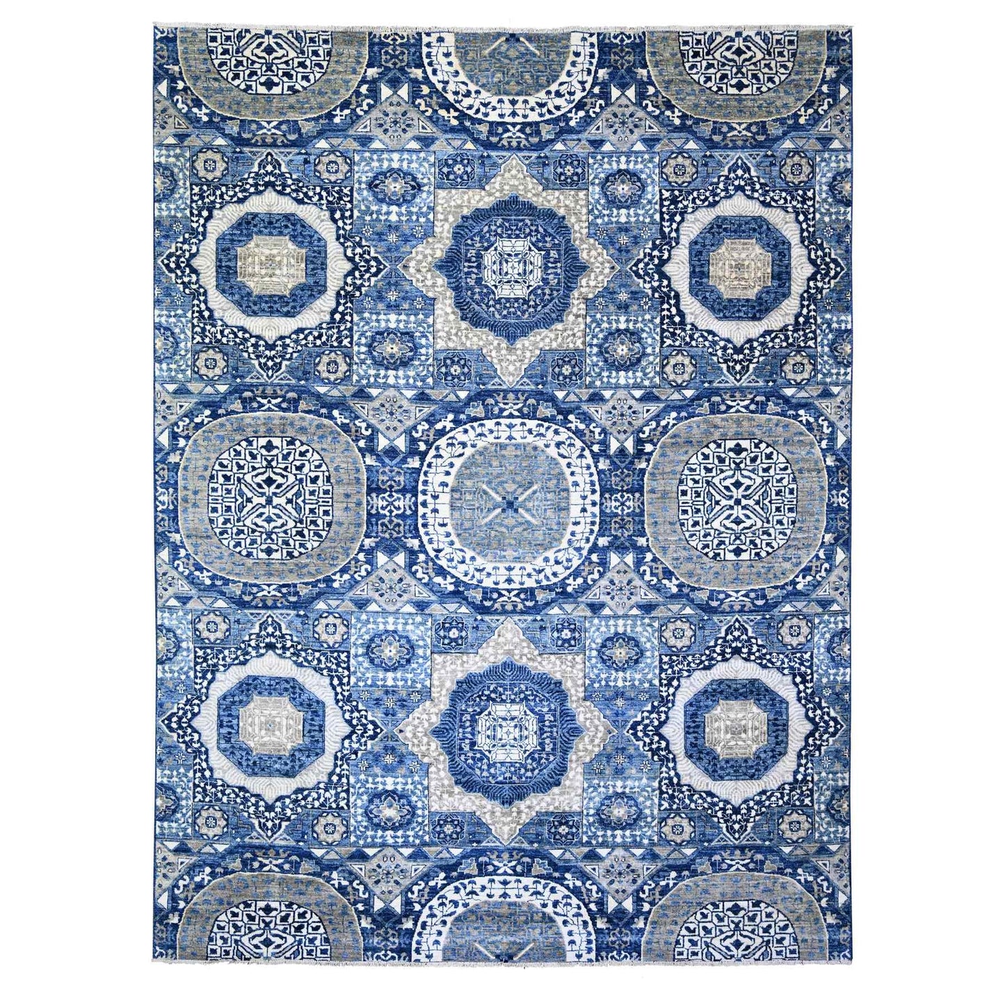8'10"X11'8" Air Force Blue Hand Knotted Finer Peshawar Soft Wool Rug