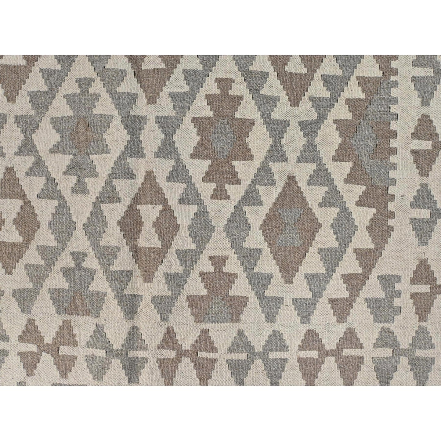 4'9"X6'5" Ivory Organic Wool Hand Woven Afghan Kilim Flat Weave Rug
