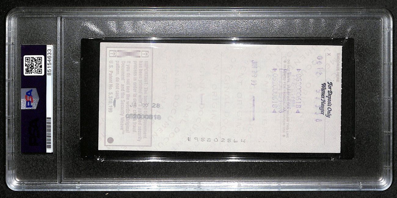 Johnny Unitas Signed 1/18/99 Check Psa/Dna Mint 9