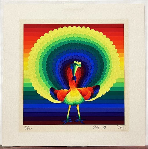 Ay-O (??) "Peacock I" 1976 Signed Silkscreen Rainbow Art 5/200 Fluxus Japan