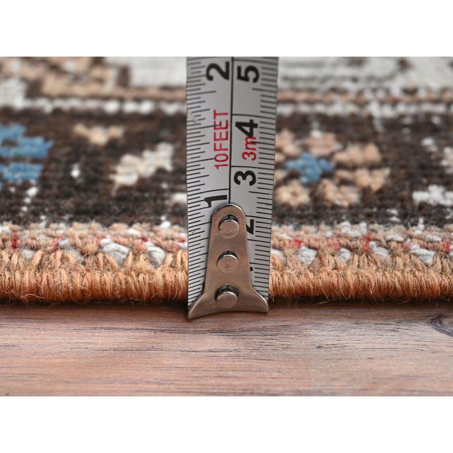 4'7"X12'9" Peach Vintage Farsian Hand Knotted Pure Wool Wide Runner Rug
